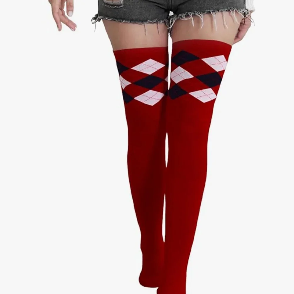Thigh Extra Long Cotton Red Socks